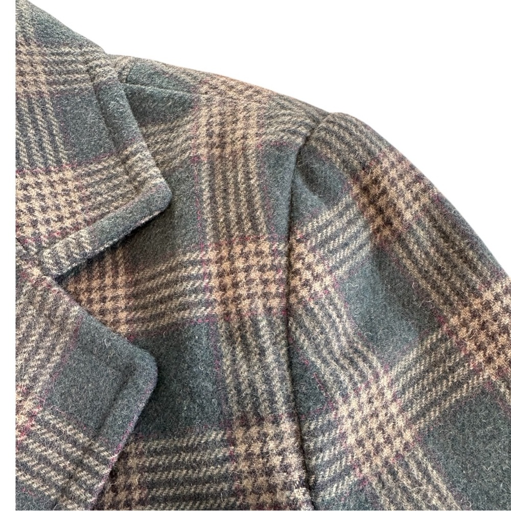 Vintage Talbots Wool Blend Plaid Blazer Academia Equestrian Jacket Medium Olive - Picture 8 of 14
